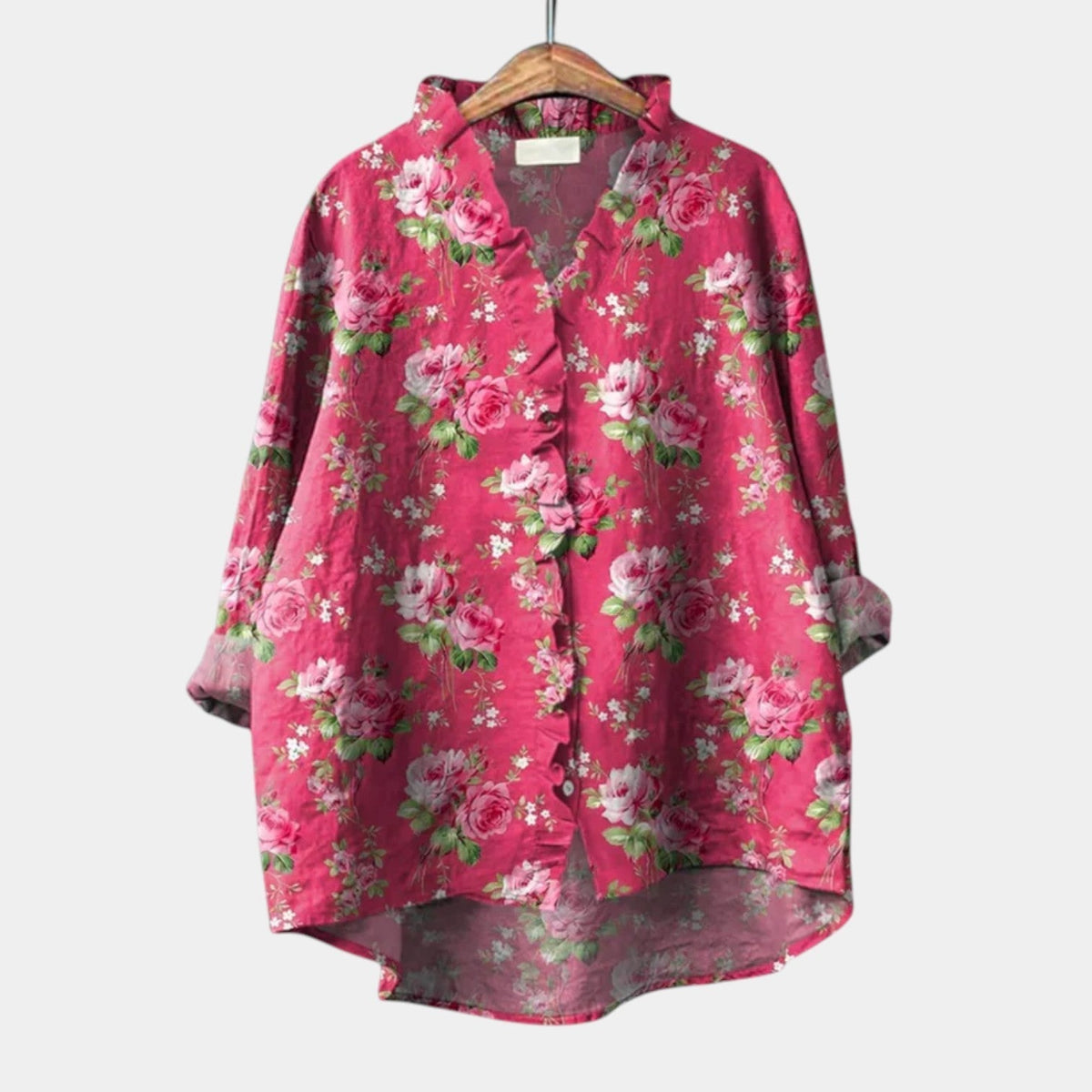 Amelia | Fuchsia Rose Print Blouse