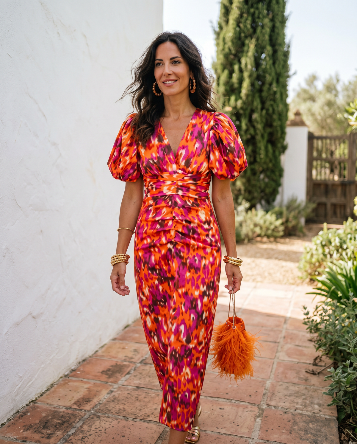 Carlaâ„¢ | Midi Floral Dress with Puff Sleeves