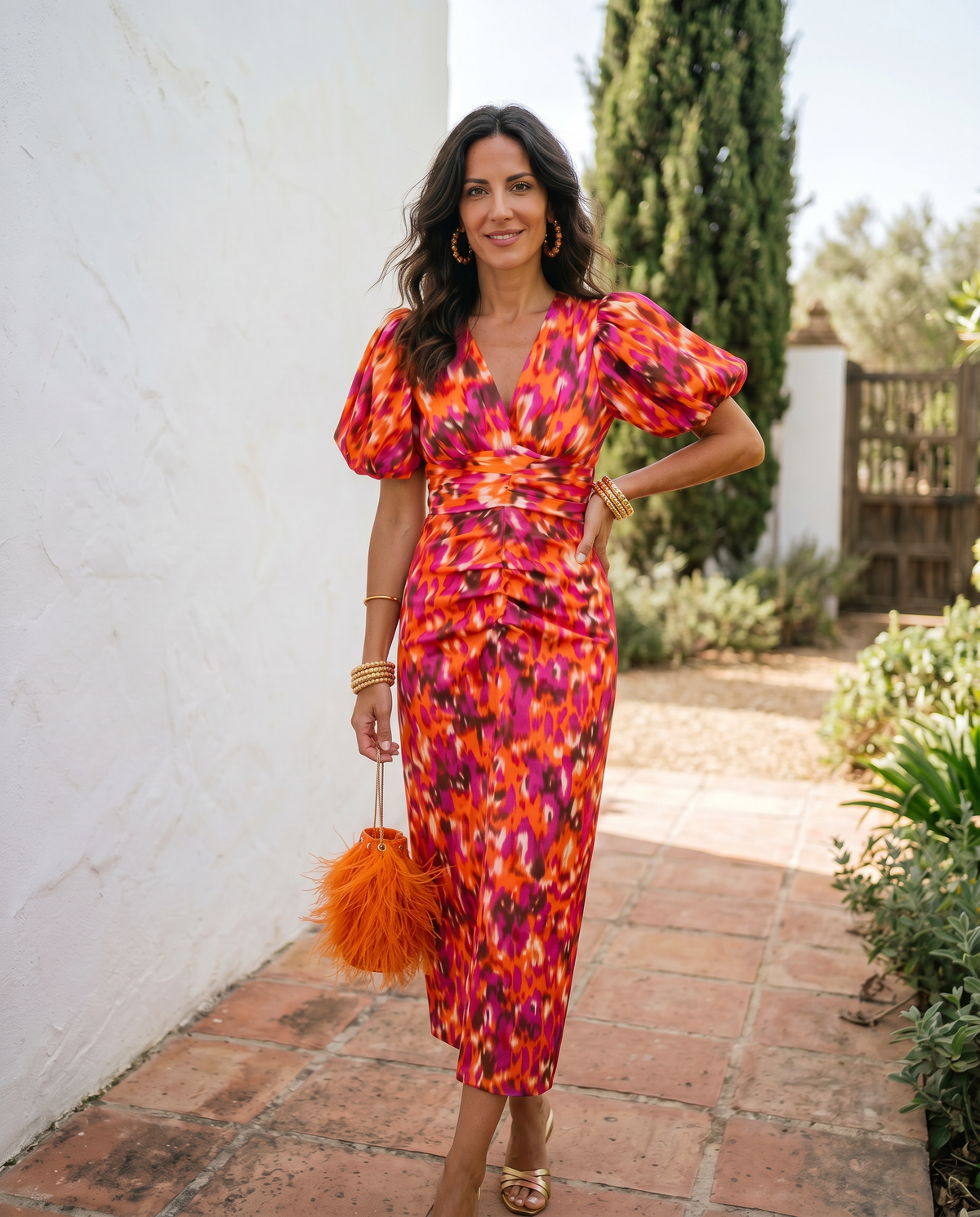 Carlaâ„¢ | Midi Floral Dress with Puff Sleeves