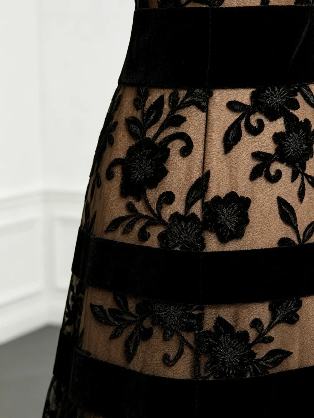 Naomi | Floral Embroidered Tulle Midi Dress