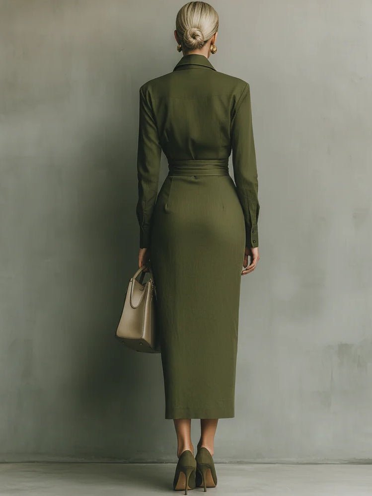 Noelle | Army Green Maxi Dress – Wells & Rose