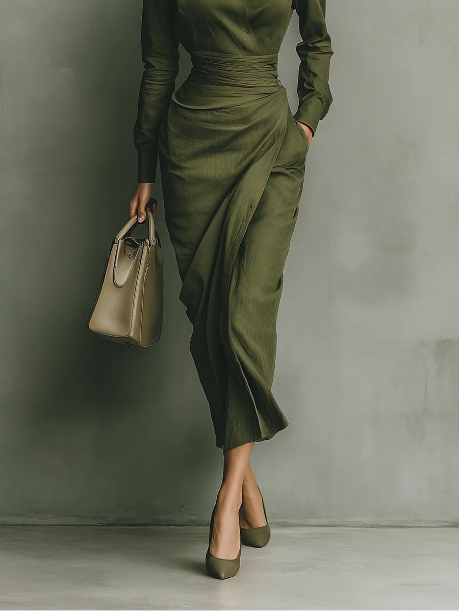 Noelle | Army Green Maxi Dress – Wells & Rose
