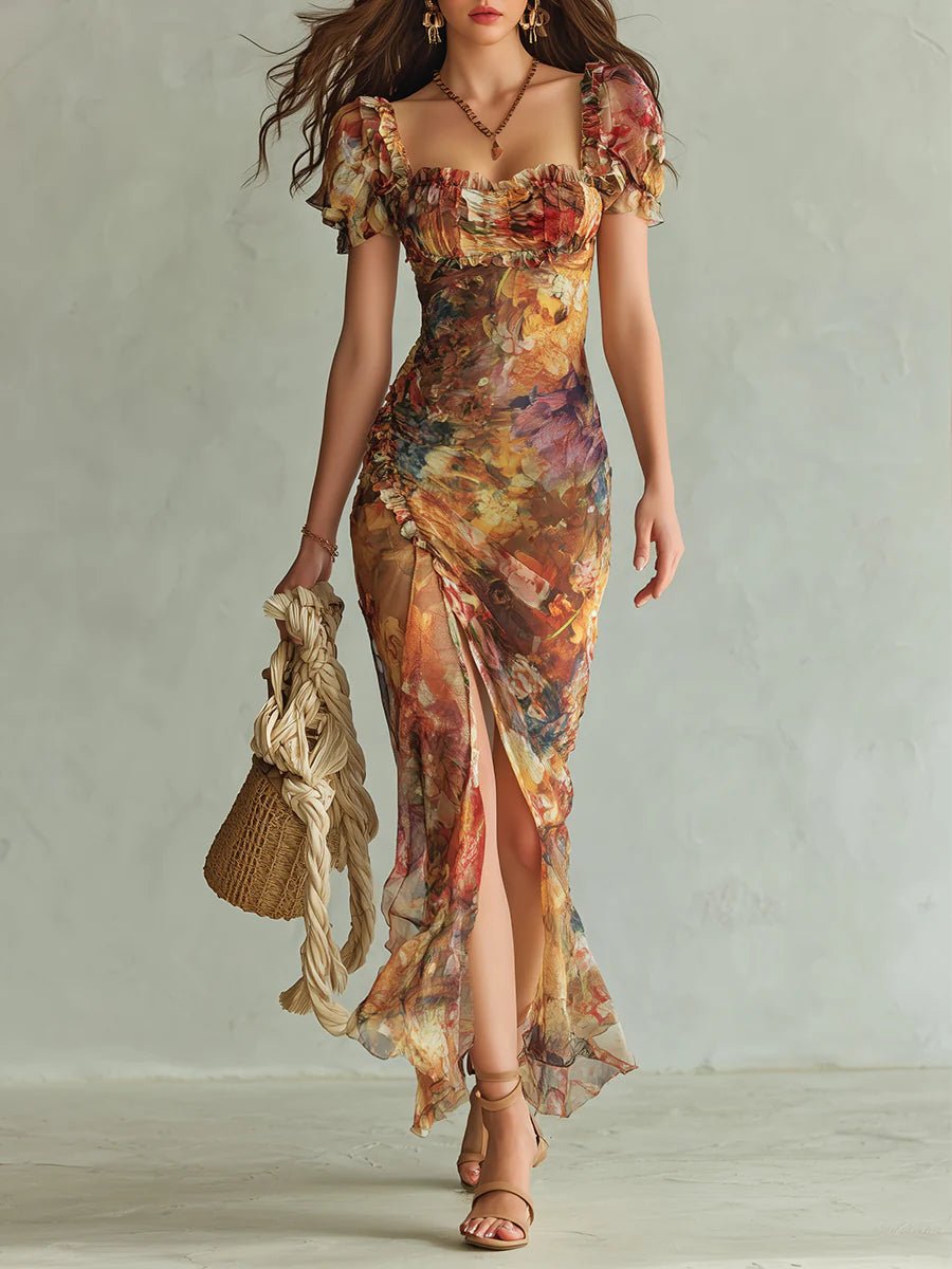 Colette | Oil Painting Print Maxi Dress – Wells & Rose