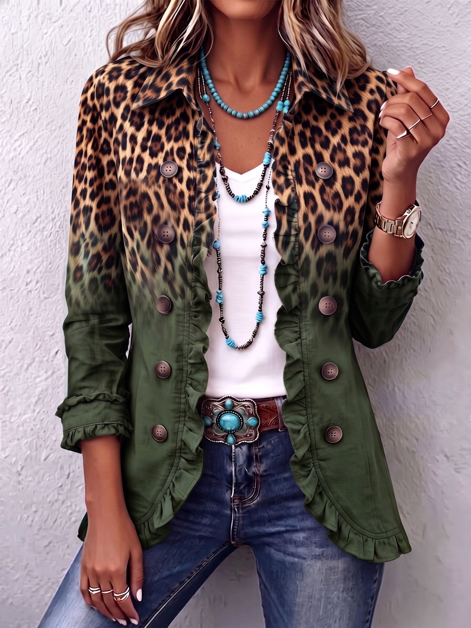 ELSPETH Ombré Leopard Blazer – view 7
