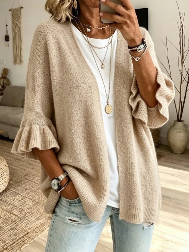 Samantha™ | Casual Knit Cardigan With Three-quarter Sleeves