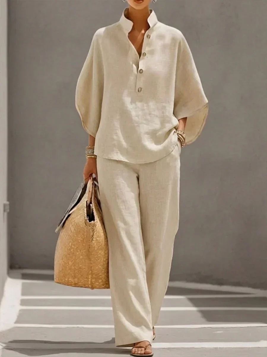 Maribelâ„¢ | Two-Piece Set with Batwing Sleeves and Wide Pants