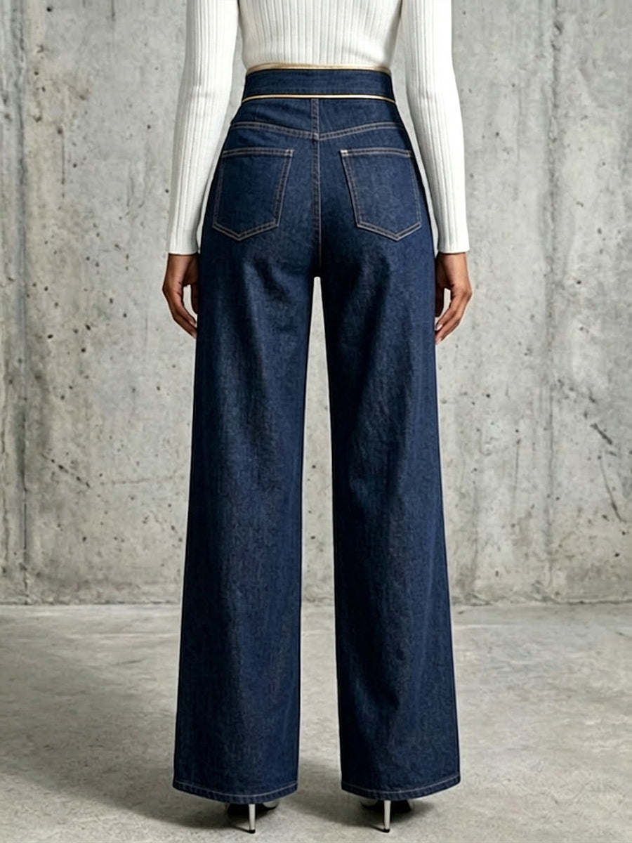 Abigailâ„¢ | Exquisite And Elegant Jeans With Gold Piping.