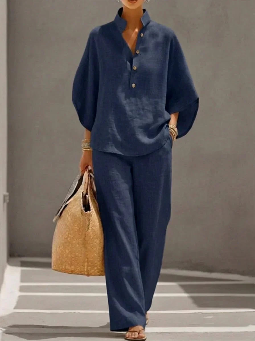 Maribelâ„¢ | Two-Piece Set with Batwing Sleeves and Wide Pants