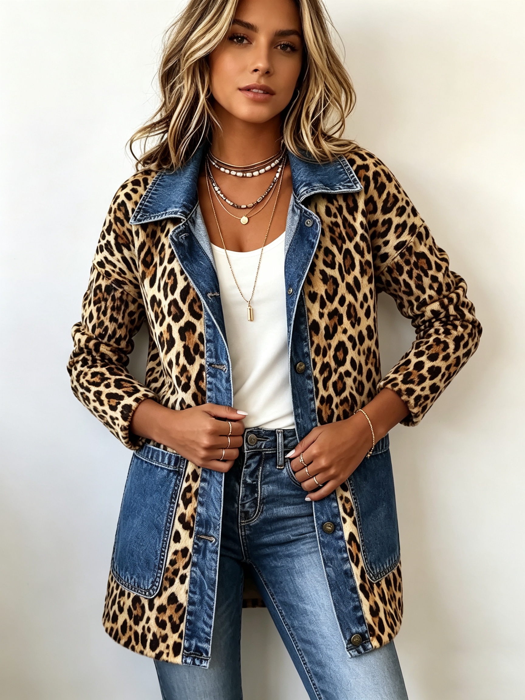 FABLENNE Contrast Longline Jacket β view 3
