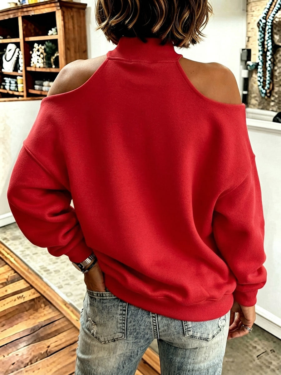 Evelynâ„¢ | Chic Oversized Mock Neck Sweatshirt With Bow Detail
