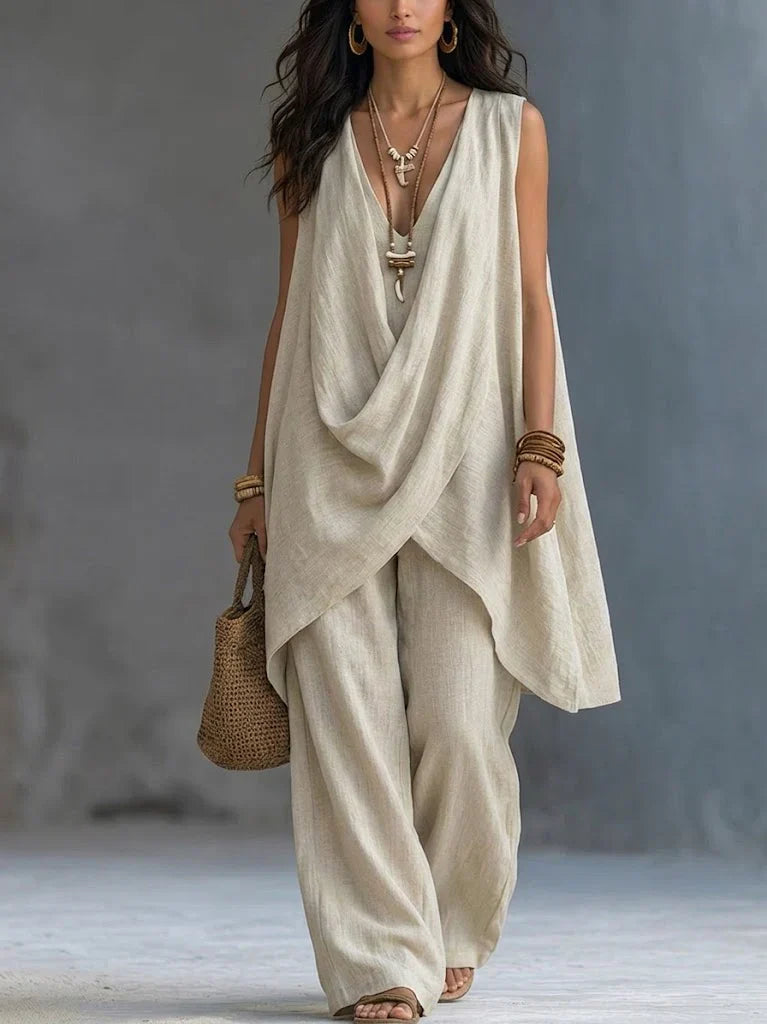 Geneva | Draped Suit with Wide Pants