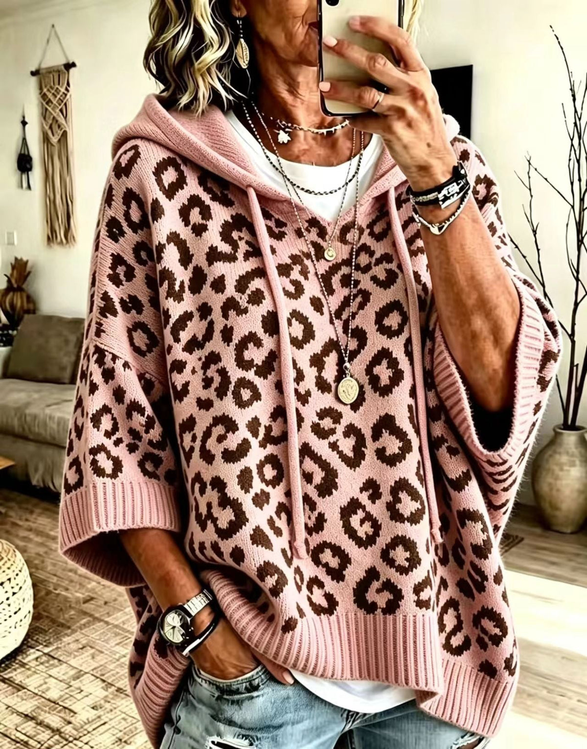 Michelle™ | Casual Leopard-print Knitted Hoodie