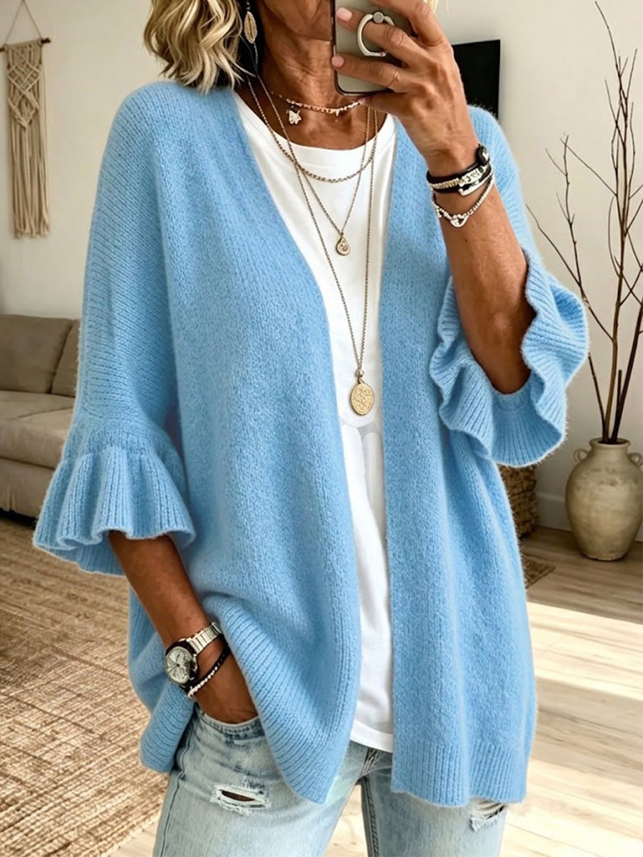 Samantha™ | Casual Knit Cardigan With Three-quarter Sleeves
