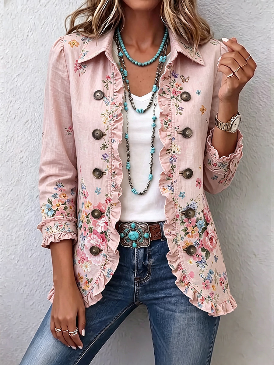BETTANY Floral Button-Front Jacket β Wells & Rose