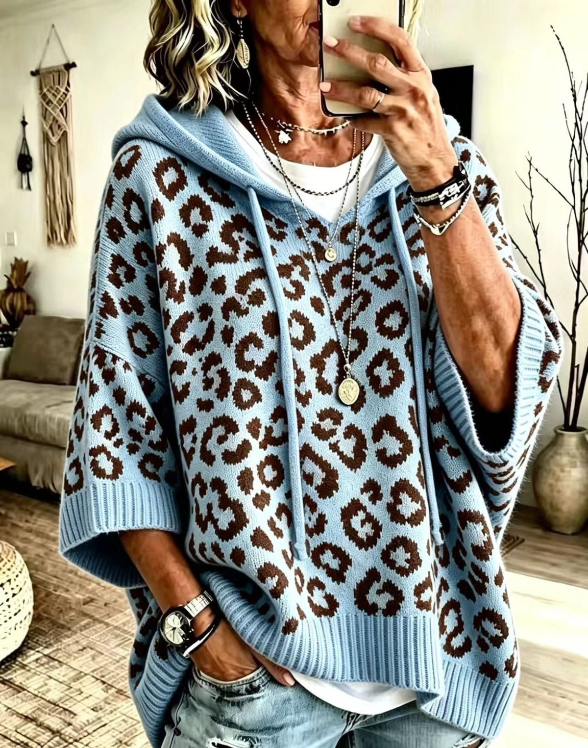 Michelle™ | Casual Leopard-print Knitted Hoodie