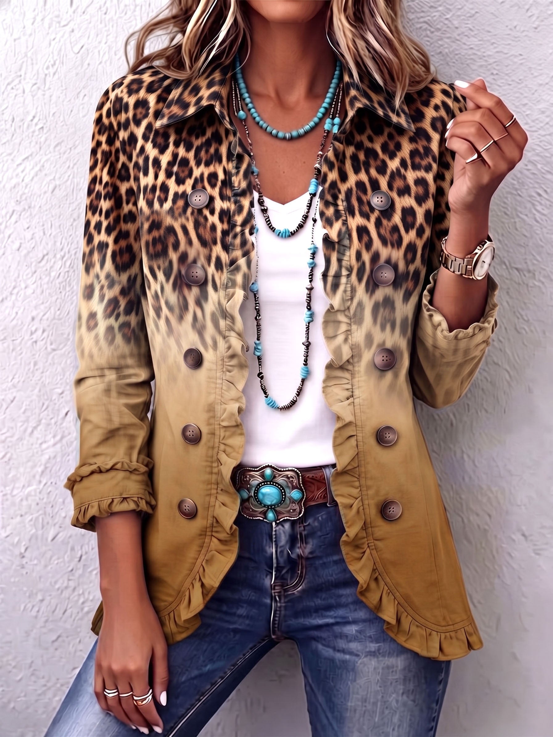 ELSPETH Ombré Leopard Blazer – view 6
