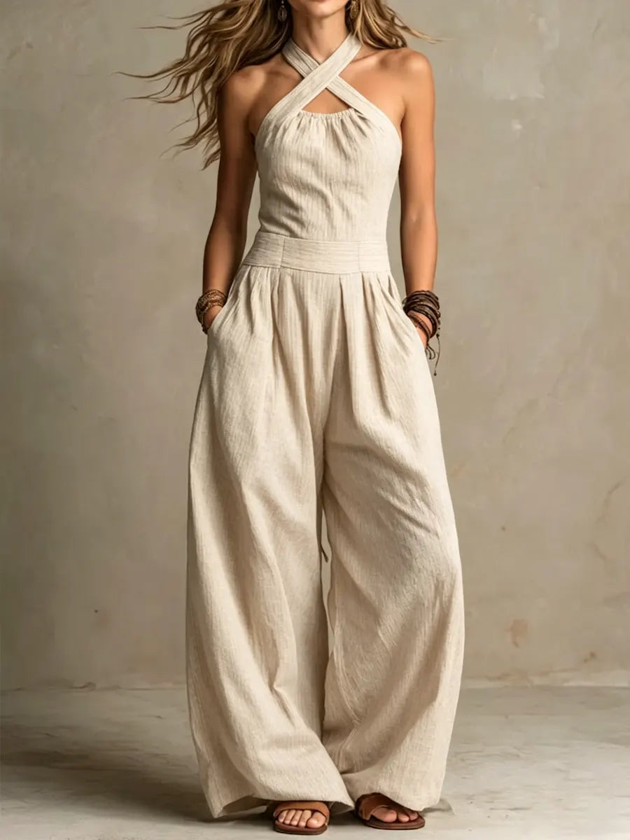 Isabella | Long Fluid Jumpsuit with Halter Neck