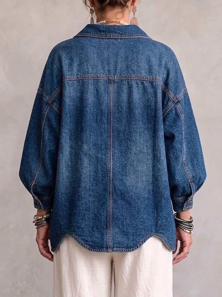 Claireâ„¢ | Collared Oversized Denim Jacket With Large Metal Buttons
