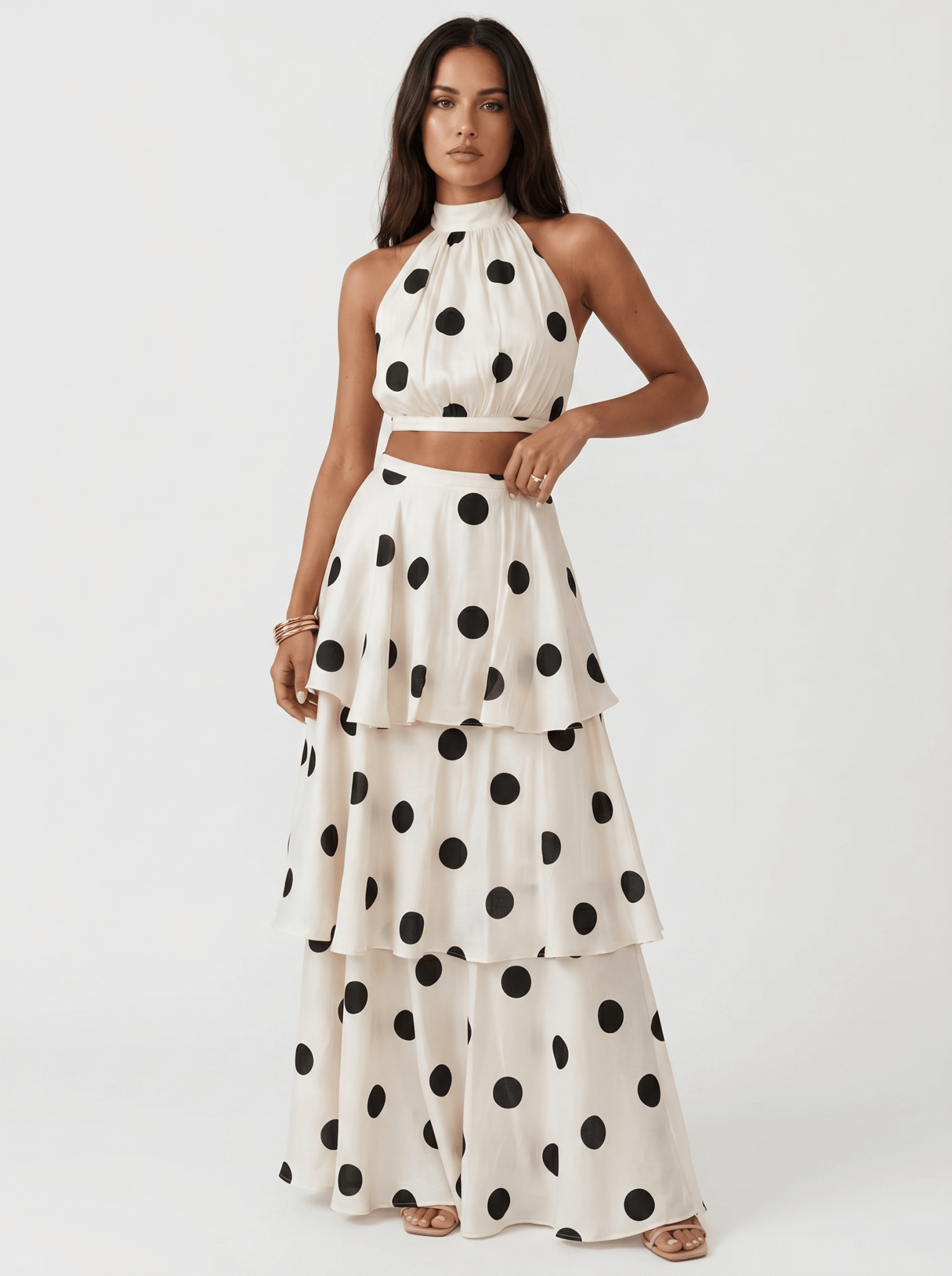 Alinaâ„¢ | Polka Dot Top and Long Skirt Set