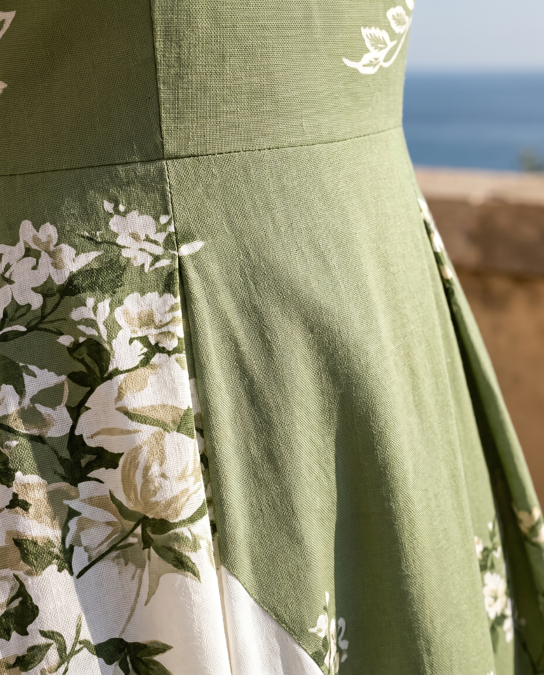 Sage Garden Rose Pocket Maxi Dress