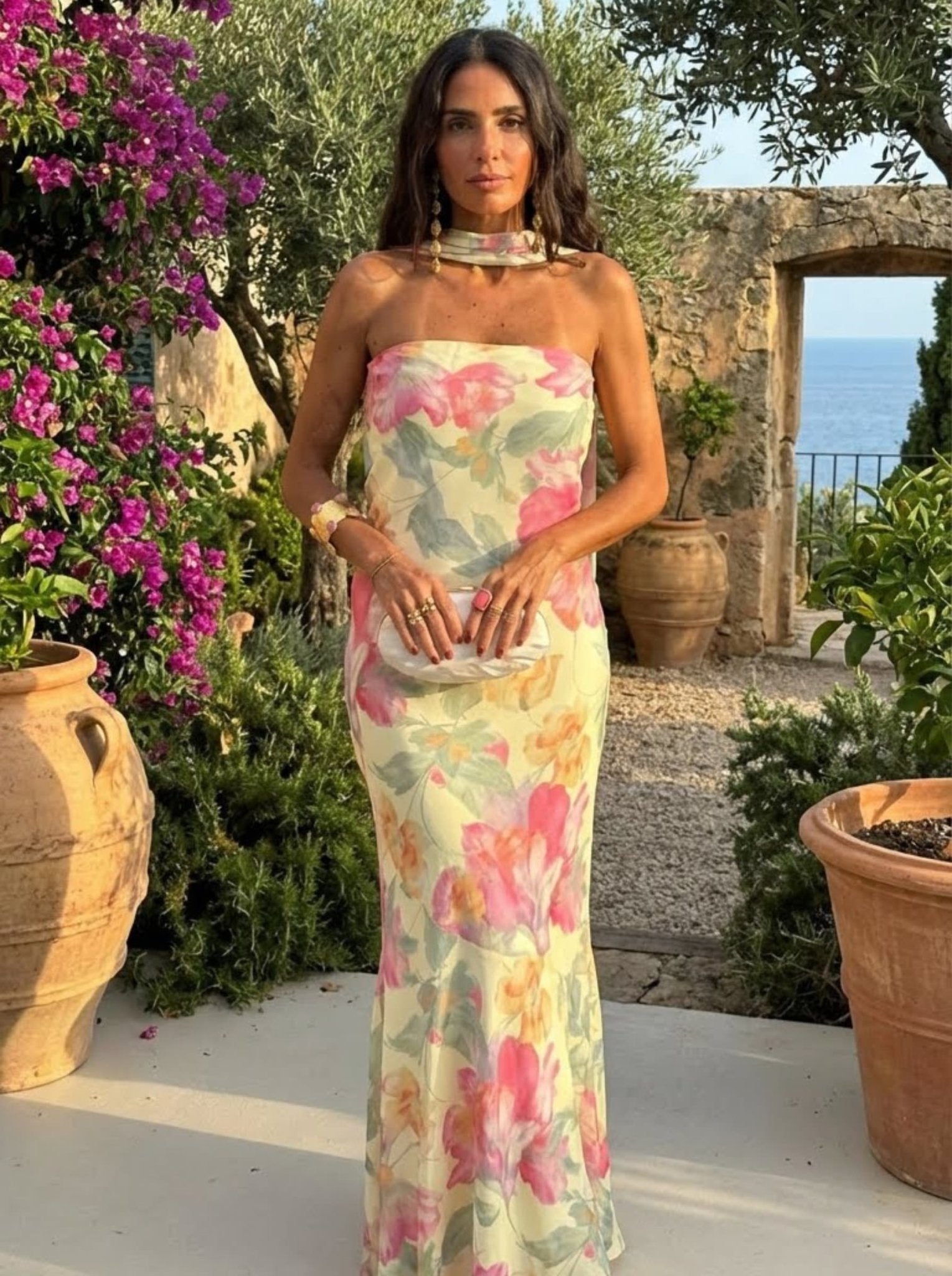 Ursulaâ„¢ | Strapless Floral Watercolor Long Dress