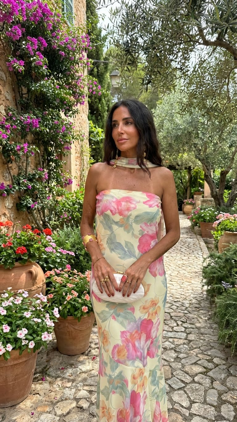 Ursulaâ„¢ | Strapless Floral Watercolor Long Dress