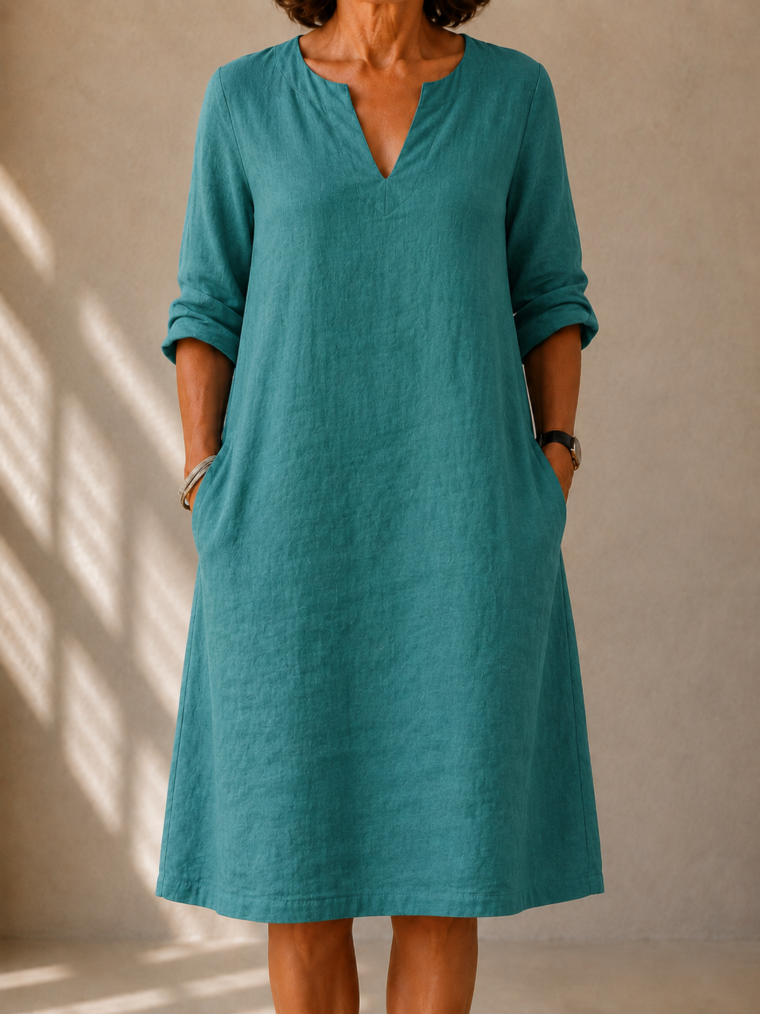 Maya | Flared Straight-Cut Midi Dress