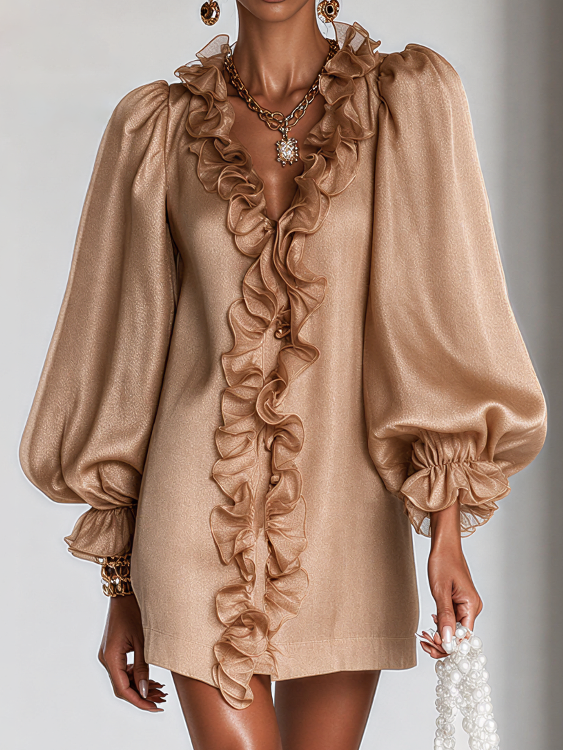 Guinevere | Ruffled Puff-Sleeve Shift Dress – Wells & Rose