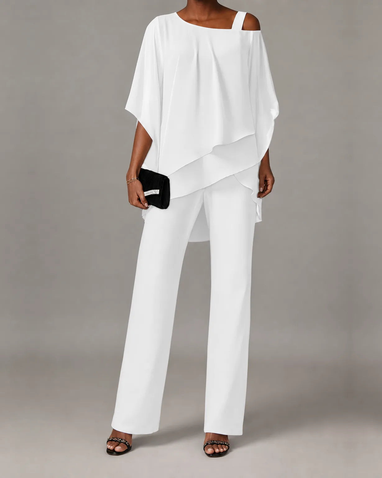 Yvette | One-Shoulder Draped Top & Wide-Leg Set