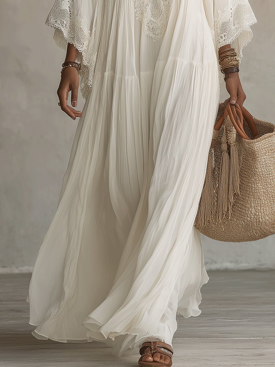 Clemence | V-Neck Batwing Maxi Dress – Wells & Rose