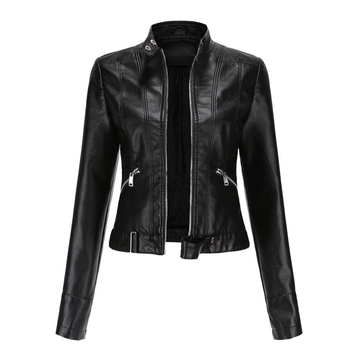Linnea | Cropped Stand-Collar Moto Jacket