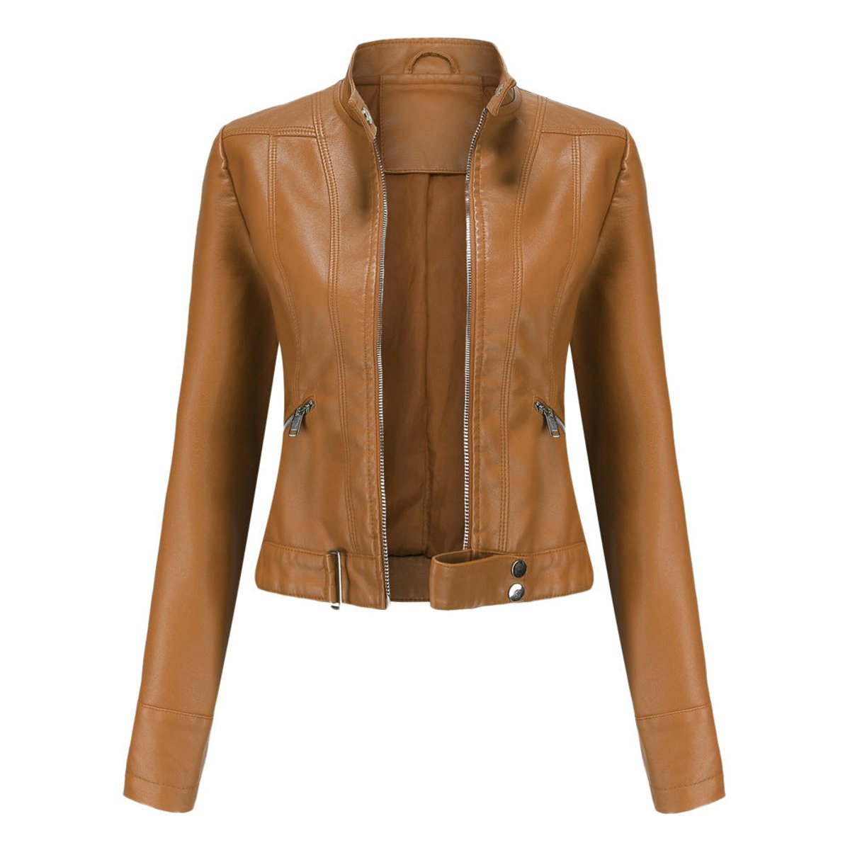 Luana | Short Biker Jacket with Mandarin Collar