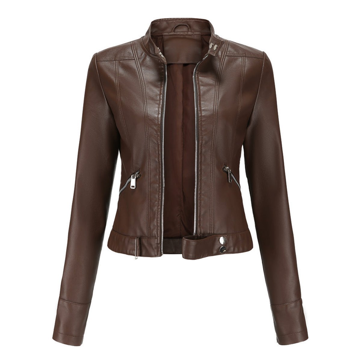 Luana | Short Biker Jacket with Mandarin Collar
