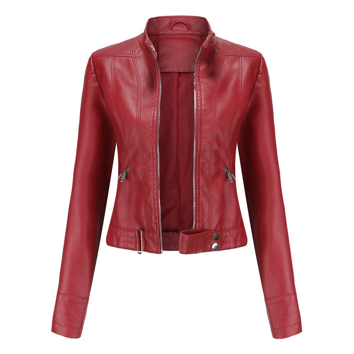 Luana | Short Biker Jacket with Mandarin Collar