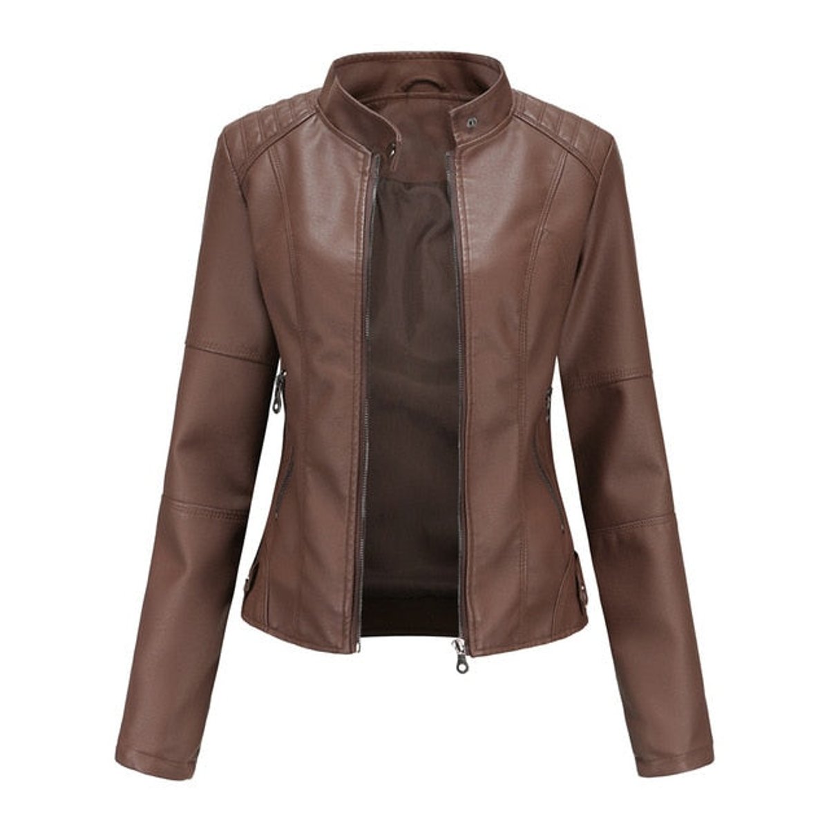 Romina | Refined Biker Jacket with Mandarin Collar