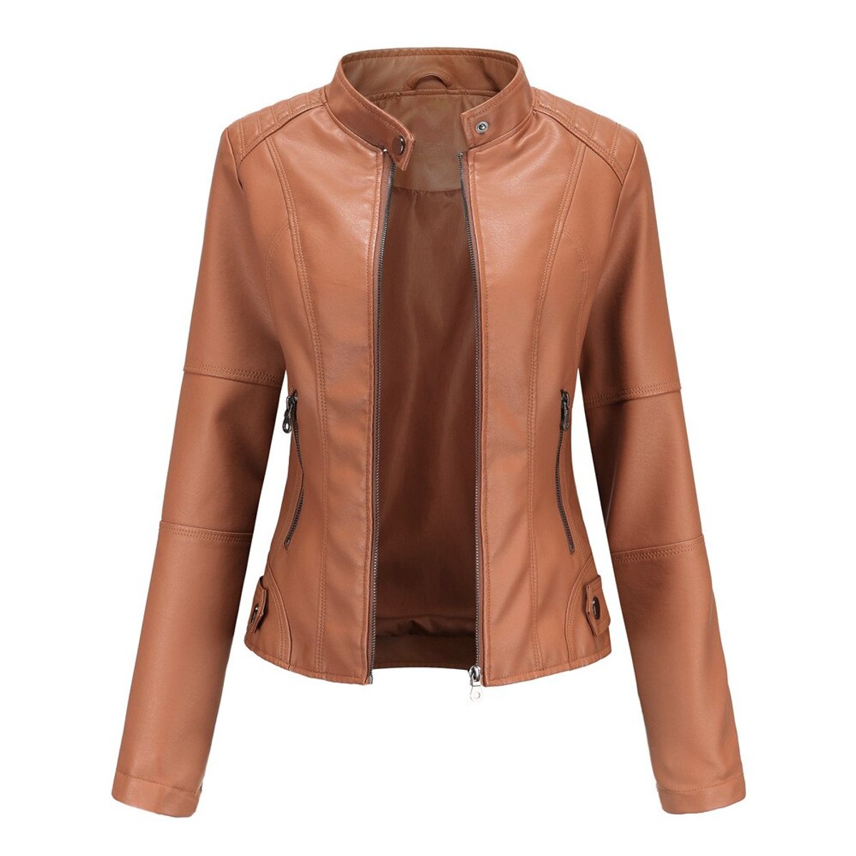 Romina | Refined Biker Jacket with Mandarin Collar