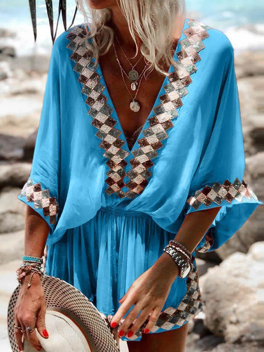 Juna | Beach Print Kimono Romper – Wells & Rose
