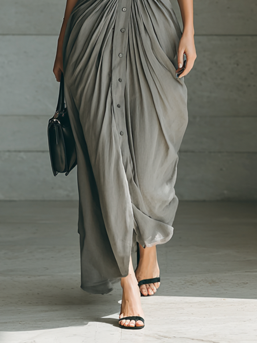 ZÉPHYRINE | Pleated Shirt Maxi Dress