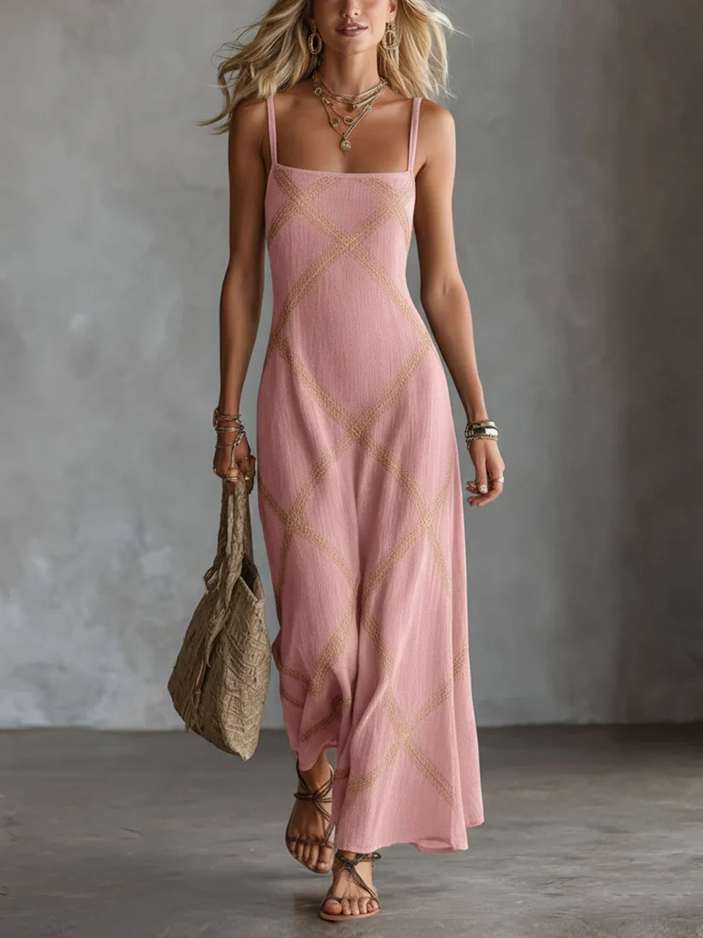 Carmen | Geometric Print Maxi Dress