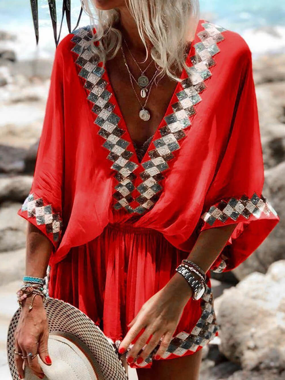 Juna | Beach Print Kimono Romper – Wells & Rose