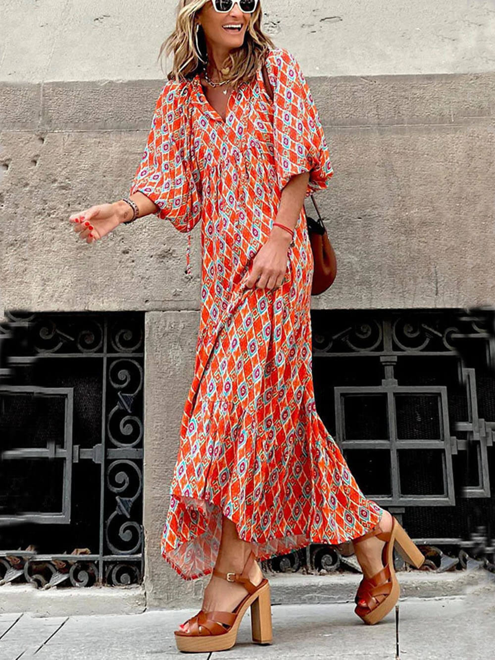 Marisol | Bohemian Printed Maxi Dress – Wells & Rose