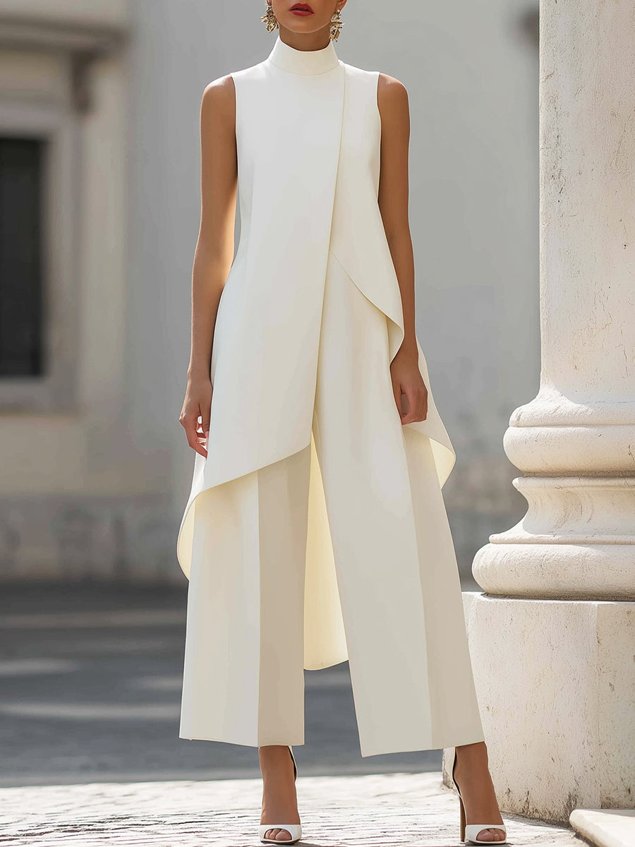 Imogen | Sculpted High-Neck Wide-Leg Jumpsuit for Women