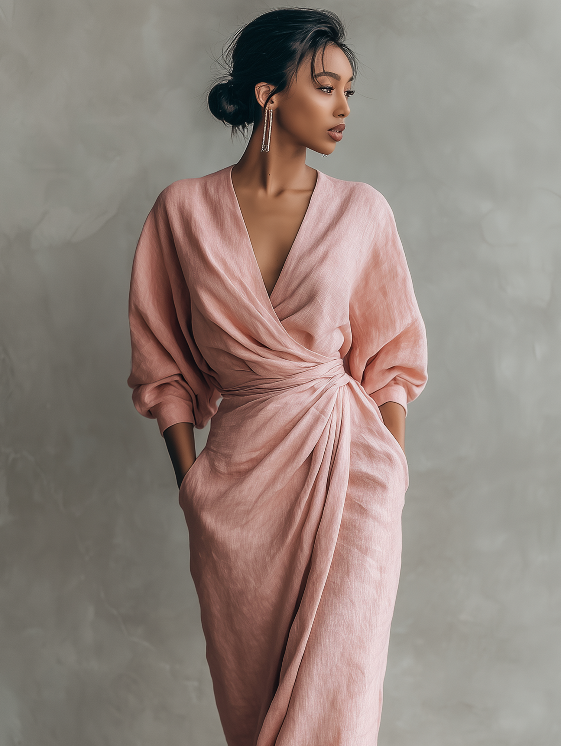 Roxa | Pink Maxi Dress with V-Neck