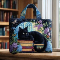 Artisanal Tote Bag - Black Cat and Book