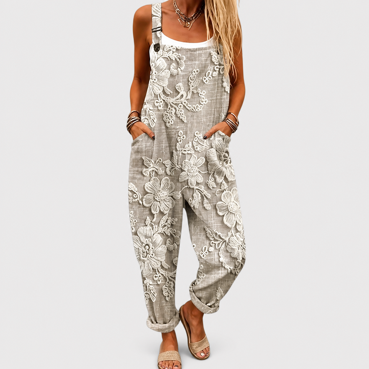 Comfortable Printed Overalls