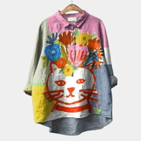 Juliana | Cat and Flowers Blouse