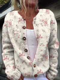 Primrose | Pink Rose Print Cardigan
