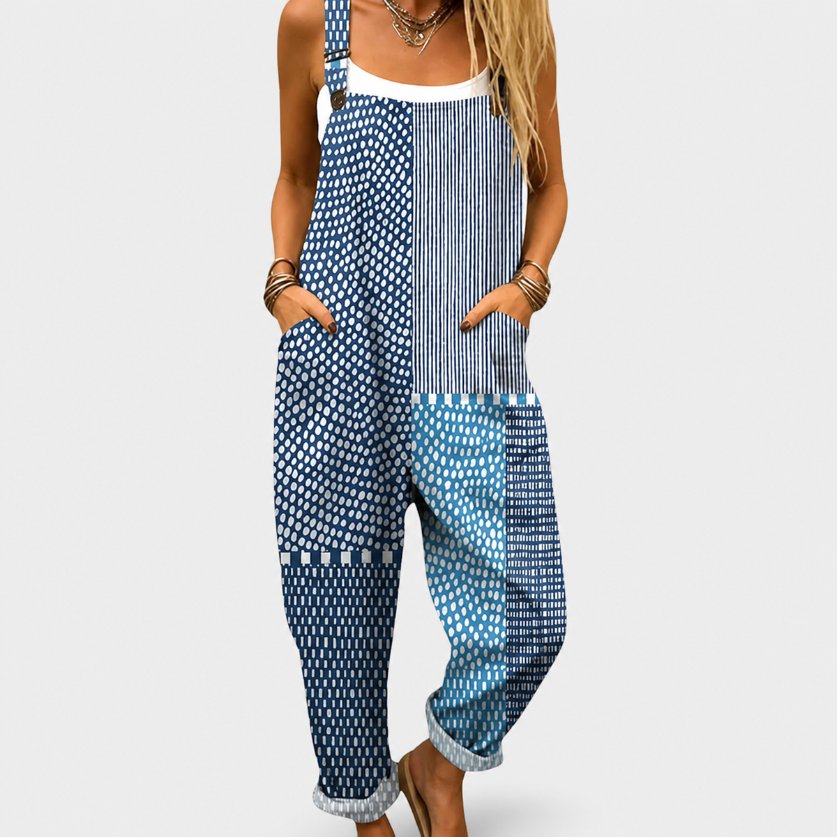 Comfortable Printed Overalls