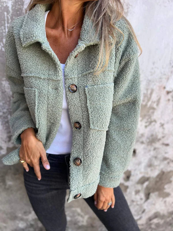 Thyra | Teddy Jacket with Buttons – Wells & Rose