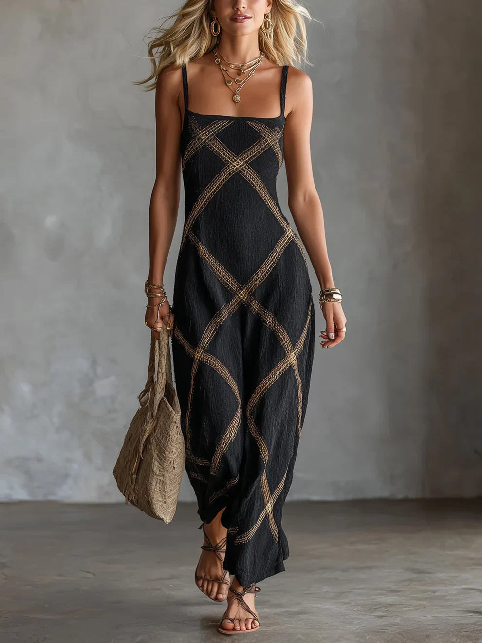 Carmen | Geometric Print Maxi Dress